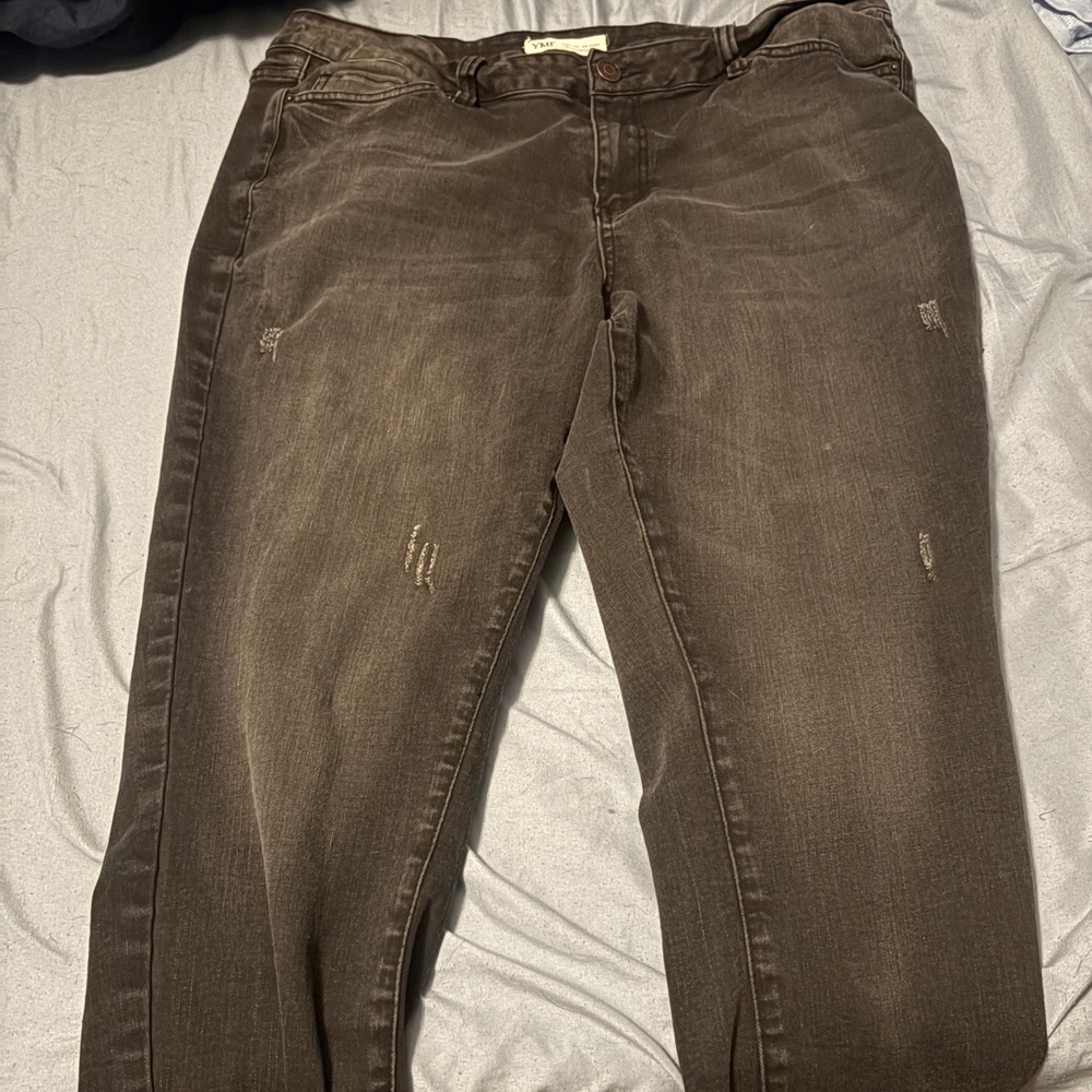 Distressed High Waisted Skinny Black Jeans